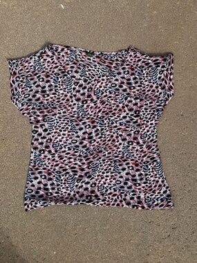 Leopard print silk blouse hand tailored size M